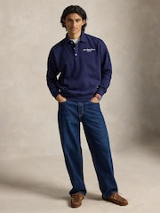 Polo Ralph Lauren Blue Script Logo  Button Up Sweatshirt - Image 2 of 6