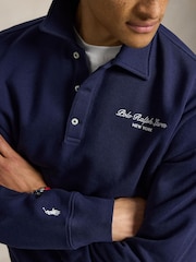 Polo Ralph Lauren Blue Script Logo  Button Up Sweatshirt - Image 4 of 6