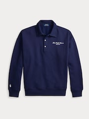 Polo Ralph Lauren Blue Script Logo  Button Up Sweatshirt - Image 6 of 6