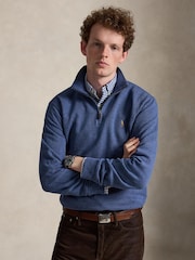 Polo Ralph Lauren Blue Knit Half Zip Pullover Sweatshirt - Image 1 of 5