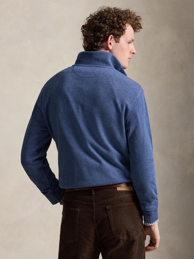 Polo Ralph Lauren Blue Knit Half Zip Pullover Sweatshirt - Image 2 of 5 Polo Ralph Lauren Blue Knit Half Zip Pullover Sweatshirt - Image 2 of 5