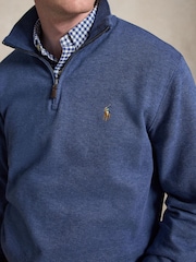 Polo Ralph Lauren Blue Knit Half Zip Pullover Sweatshirt - Image 4 of 5