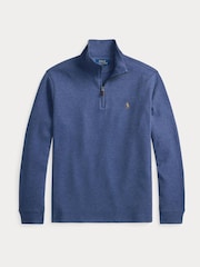Polo Ralph Lauren Blue Knit Half Zip Pullover Sweatshirt - Image 5 of 5
