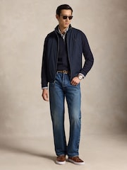 Polo Ralph Lauren Navy Blue Mesh Knit Cotton Quarter Zip Jumper - Image 2 of 6