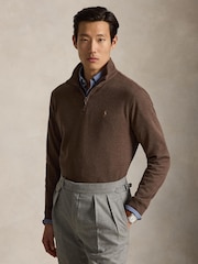 Polo Ralph Lauren Brown Knit Half Zip Pullover Sweatshirt - Image 1 of 4