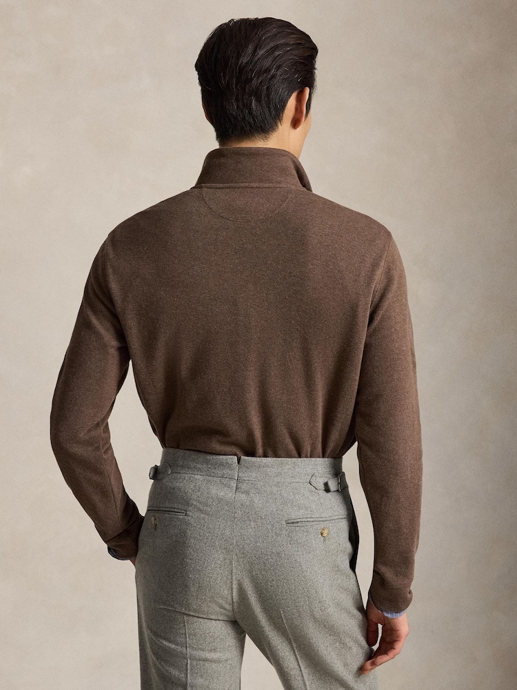 Polo Ralph Lauren Brown Knit Half Zip Pullover Sweatshirt - Image 2 of 4 Polo Ralph Lauren Brown Knit Half Zip Pullover Sweatshirt - Image 2 of 4