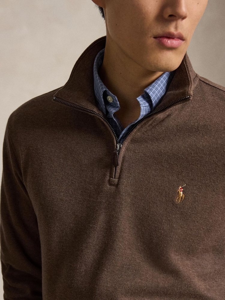 Polo Ralph Lauren Brown Knit Half Zip Pullover Sweatshirt - Image 4 of 4 Polo Ralph Lauren Brown Knit Half Zip Pullover Sweatshirt - Image 4 of 4