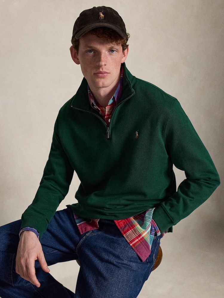 Polo Ralph Lauren Green Knit Half Zip Pullover Sweatshirt - Image 1 of 7