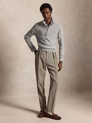 Polo Ralph Lauren Grey Mesh Knit Cotton Quarter Zip Jumper - Image 3 of 7