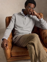 Polo Ralph Lauren Grey Mesh Knit Cotton Quarter Zip Jumper - Image 5 of 7