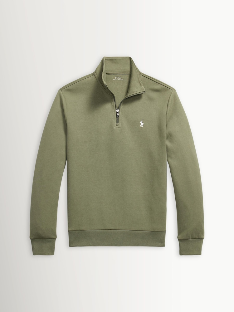 Polo Ralph Lauren Green Double Knit Tech Quarter Zip Sweatshirt - Image 1 of 1