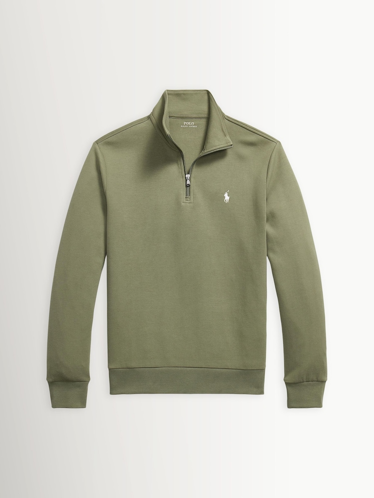Polo Ralph Lauren Green Double Knit Tech Quarter Zip Sweatshirt - Image 5 of 5