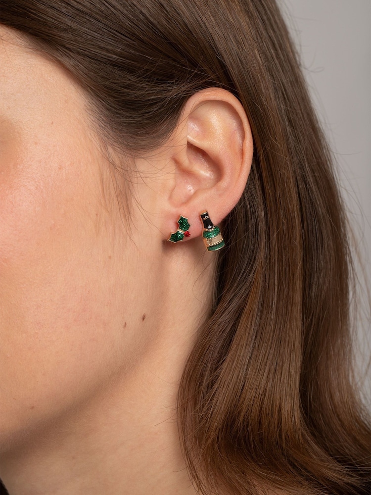 Aela Red Christmas Stud Earrings 6 Pack - Image 2 of 3 Aela Red Christmas Stud Earrings 6 Pack - Image 2 of 3