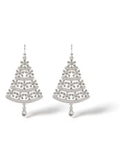 Aela Silver Tone Christmas Crystal Tree Earrings - Image 1 of 3