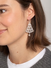 Aela Silver Tone Christmas Crystal Tree Earrings - Image 2 of 3