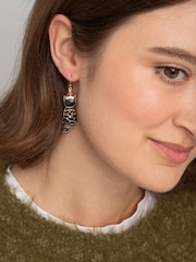 Aela Christmas Cat Drop Black Earrings - Image 1 of 3