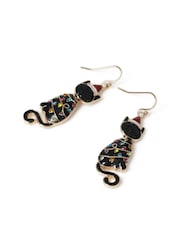 Aela Christmas Cat Drop Black Earrings - Image 3 of 3