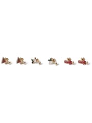 Aela Gold Tone Christmas Cocktail Stud Earrings 3 Pack - Image 3 of 3
