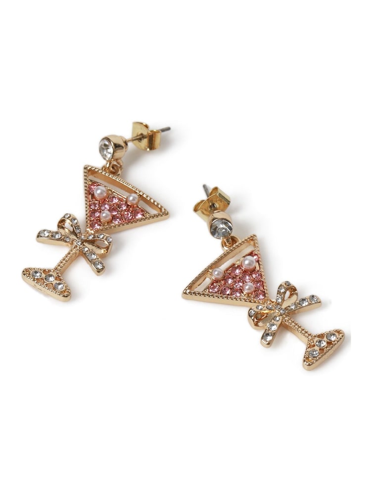 Aela Pink Christmas Cocktail Drop Earrings - Image 3 of 3 Aela Pink Christmas Cocktail Drop Earrings - Image 3 of 3