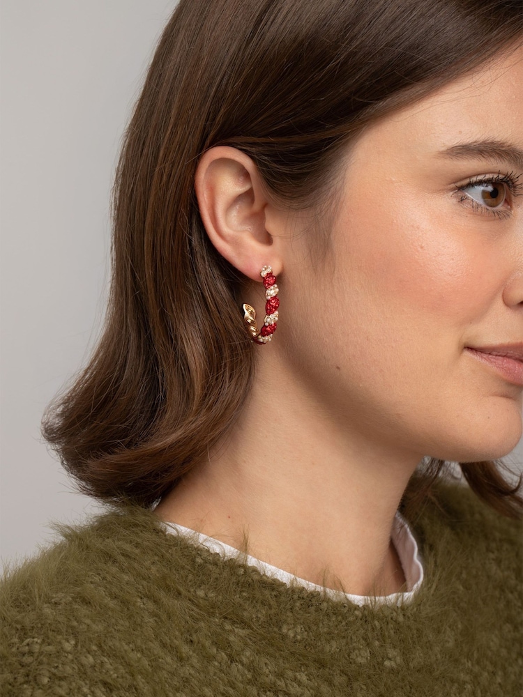 Boucles d’oreilles Aela rouges de canne à sucre de Noël - Image 1 de 3