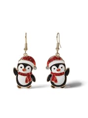 Aela Christmas Penguin Drop Black Earrings - Image 2 of 3