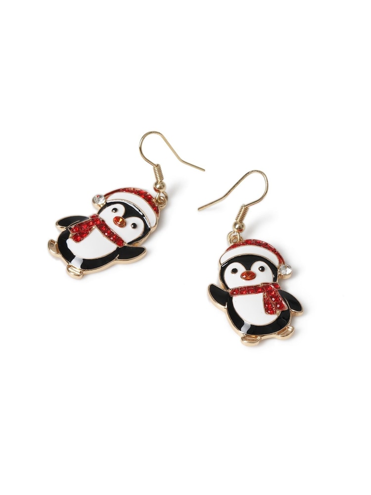 Aela Christmas Penguin Drop Black Earrings - Image 3 of 3 Aela Christmas Penguin Drop Black Earrings - Image 3 of 3
