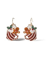Aela Red Christmas Gingerbread Coffee Cup Earrings - Bild 2 von 3
