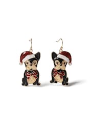 Boucles d’oreilles Aela Noël Français Bulldog noires - Image 2 de 3