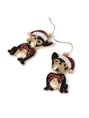 Boucles d’oreilles Aela Noël Français Bulldog noires - Image 3 de 3