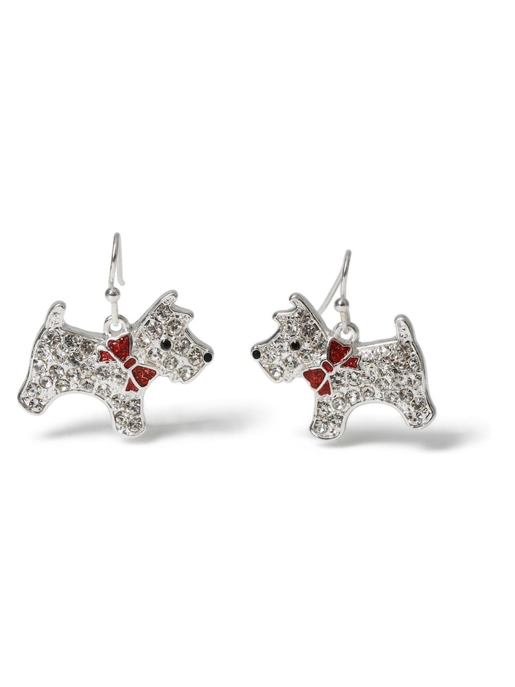Aela Red Christmas Scottie Dog Drop Earrings - Image 1 of 2