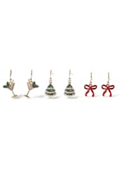 Aela Red Christmas Mixed Drop Earrings 3 Pack - 3的图像1｝