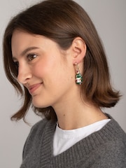 Aela Green Christmas Champagne Bottle Drop Earrings - Image 1 of 3