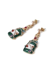 Aela Green Christmas Champagne Bottle Drop Earrings - Image 3 of 3