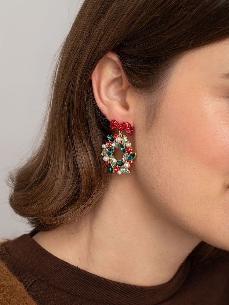 Boucles d’oreilles pendantes Aela Vert Noël guirlande - Image 1 de 3