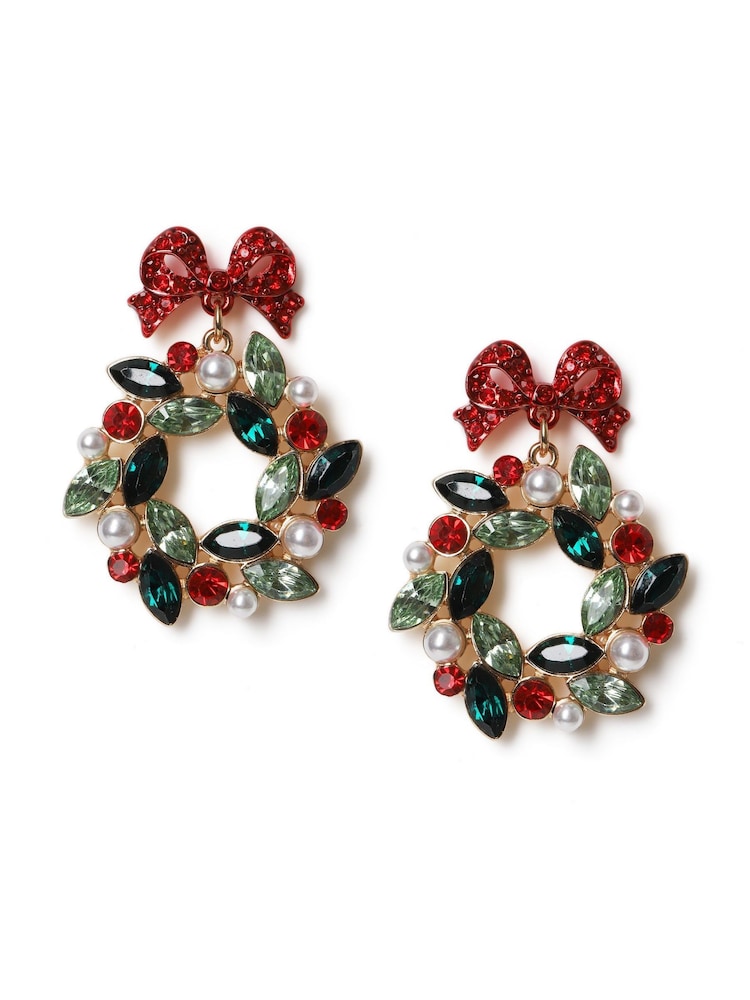 Boucles d’oreilles pendantes Aela Vert Noël guirlande - Image 2 de 3