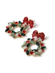 Boucles d’oreilles pendantes Aela Vert Noël guirlande - Image 3 de 3