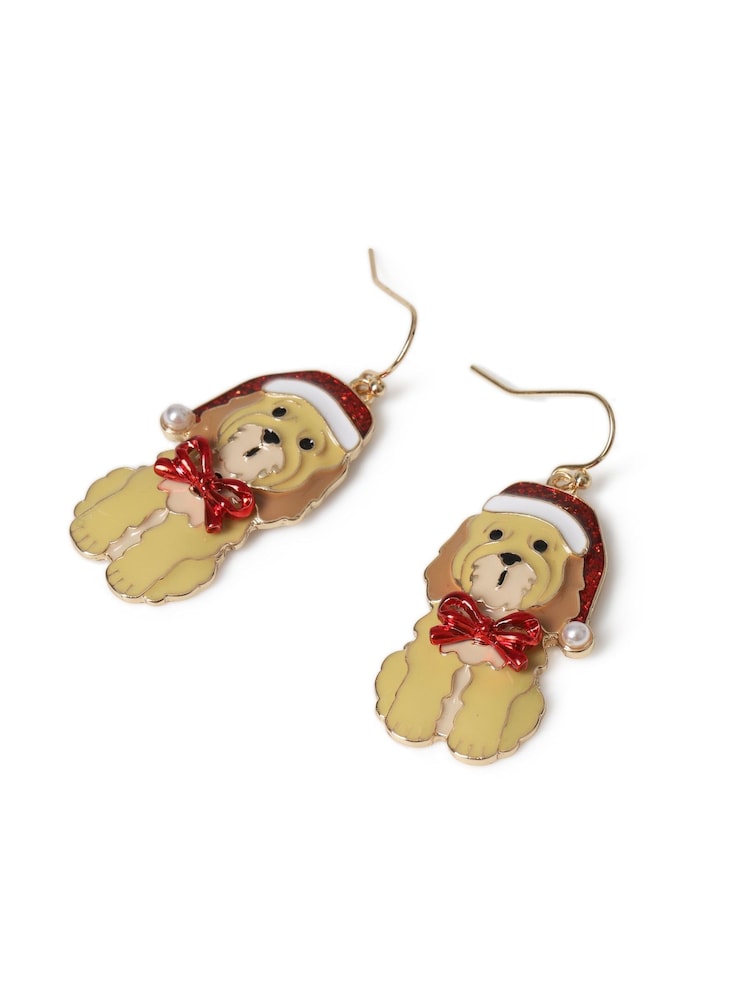 Aela Christmas Cockapoo Drop Brown Earrings - Image 3 of 3 Aela Christmas Cockapoo Drop Brown Earrings - Image 3 of 3