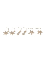 Aela Gold Tone Christmas Drop Earrings 3 Pack - Image 3 of 3