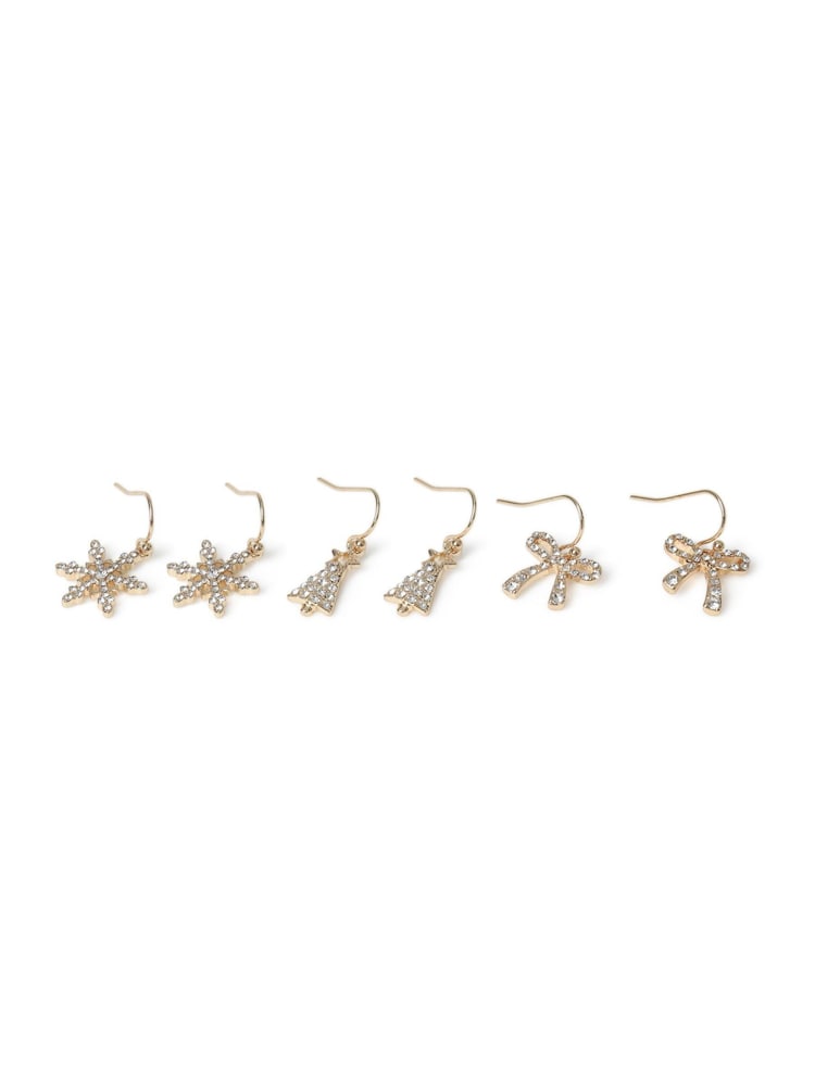 Aela Gold Tone Christmas Drop Earrings 3 Pack - Image 3 of 3