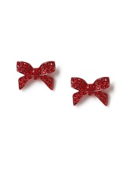 Aela Red Christmas Bow Stud Earrings - Image 2 of 3