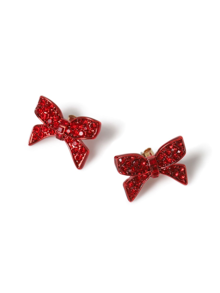 Aela Red Christmas Bow Stud Earrings - Image 3 of 3 Aela Red Christmas Bow Stud Earrings - Image 3 of 3