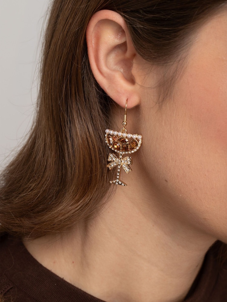 Aela Christmas Espresso Martini Drop Brown Earrings - Image 2 of 4 Aela Christmas Espresso Martini Drop Brown Earrings - Image 2 of 4