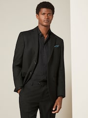 Black Regular Fit Textured Suit Jacket - Image 1 of 5