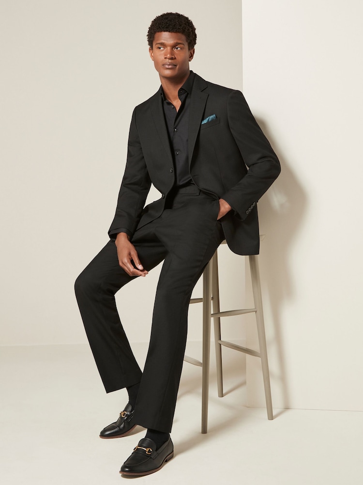 Black Regular Fit Textured Suit Jacket - Image 2 of 5