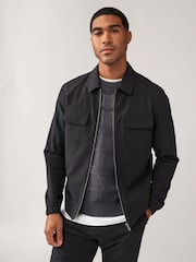 Black Smart Zip Through Shacket - Image 1 of 10