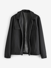 Black Smart Zip Through Shacket - Image 5 of 10