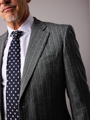Grey Slim Fit Signature Marzotto Italian Fabric Stripe Suit Jacket - Image 6 of 11