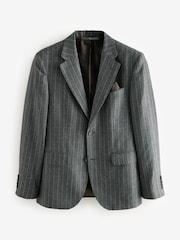 Grey Slim Fit Signature Marzotto Italian Fabric Stripe Suit Jacket - Image 7 of 11