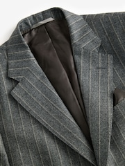 Grey Slim Fit Signature Marzotto Italian Fabric Stripe Suit Jacket - Image 8 of 11