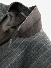 Grey Slim Fit Signature Marzotto Italian Fabric Stripe Suit Jacket - Image 9 of 11